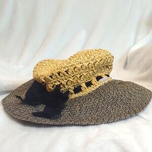 Fabulous Betmar New York Black and Tan Floppy Hat. Little Black Bow